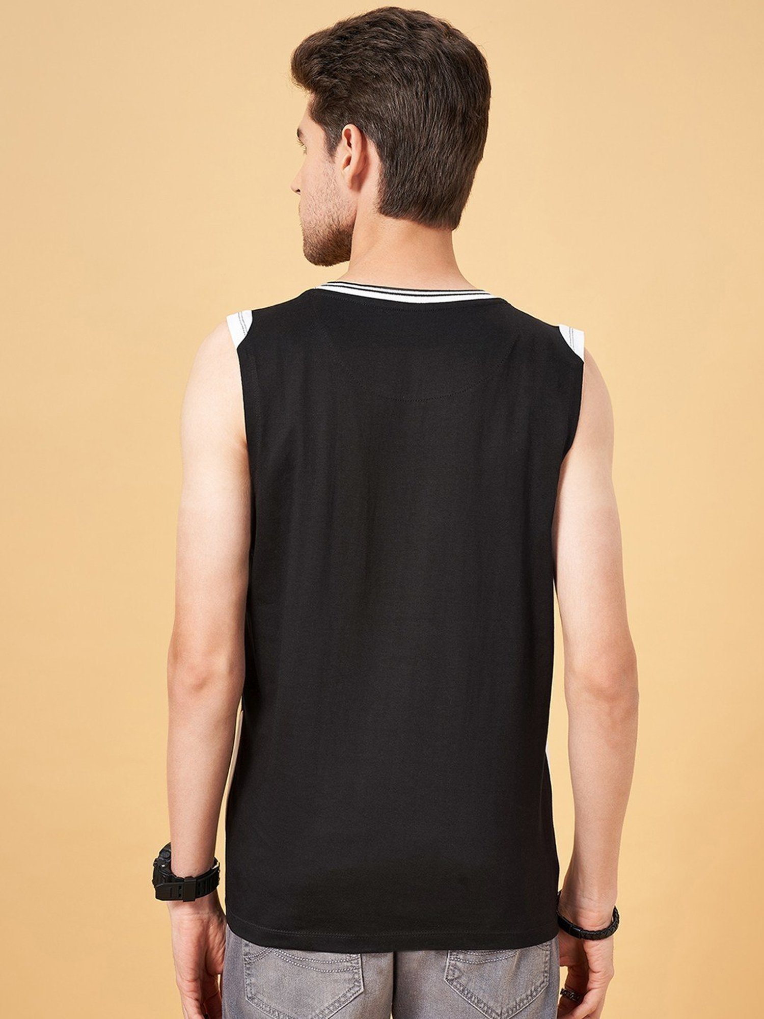Sf Jeans By Pantaloons Jet Black Slim Fit Vest