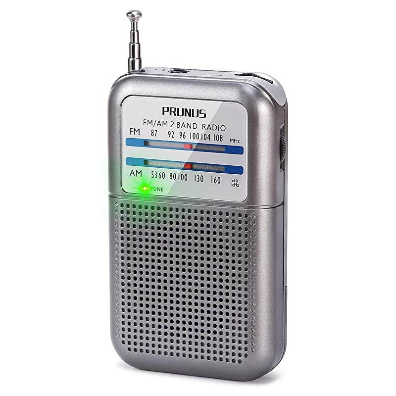 DE333 AMFM Portable Transistor Radio Mini Pocket Radio Tuning Knob with Signal Indicator AAA Battery OperatedSilver