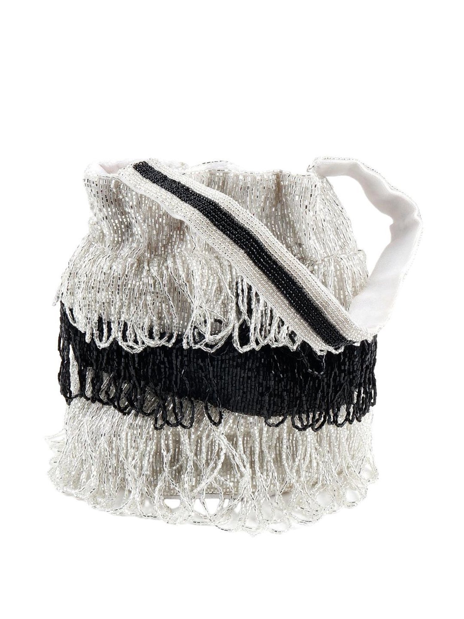 Odette White & Black Embellished Potli