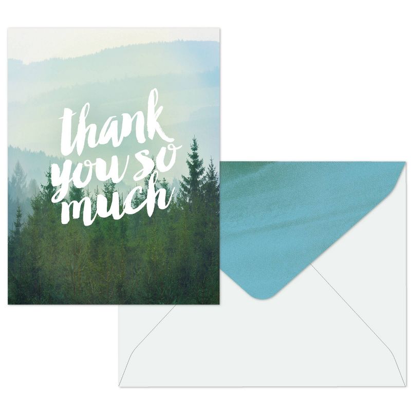 Green Inspired 10ct Foggy Forest Thank You Cards