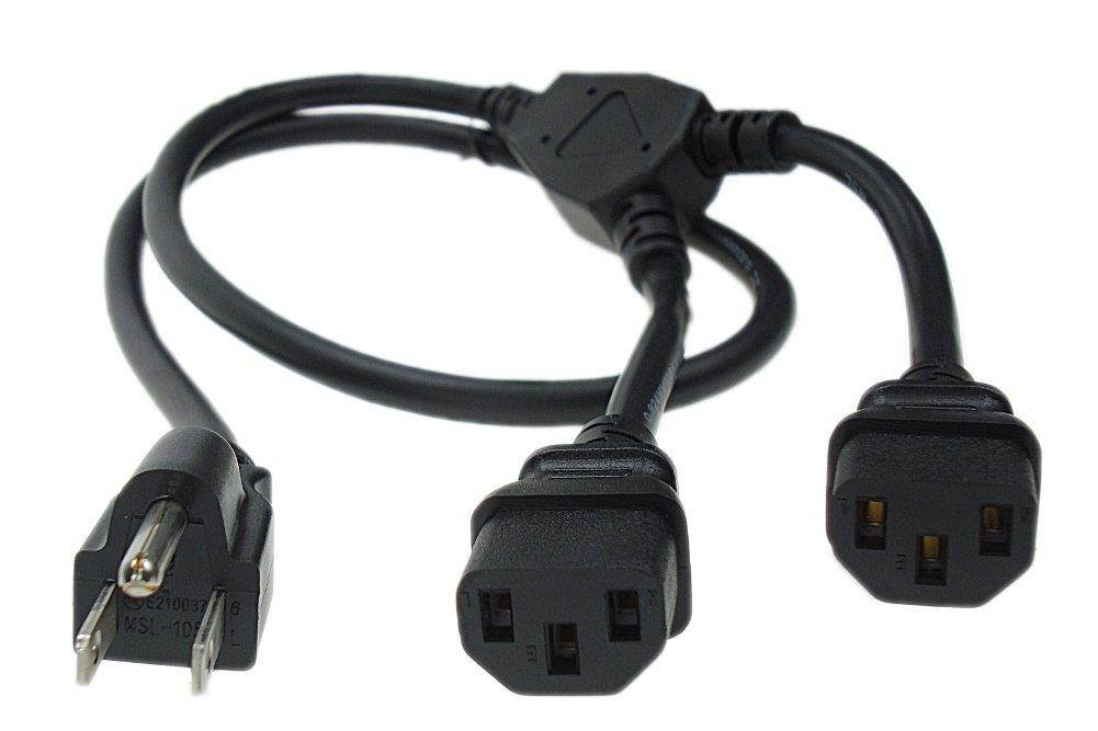 SF Cable, 10ft NEMA 5-15P to C13 X 2 16AWG SJT Power Cord Splitter