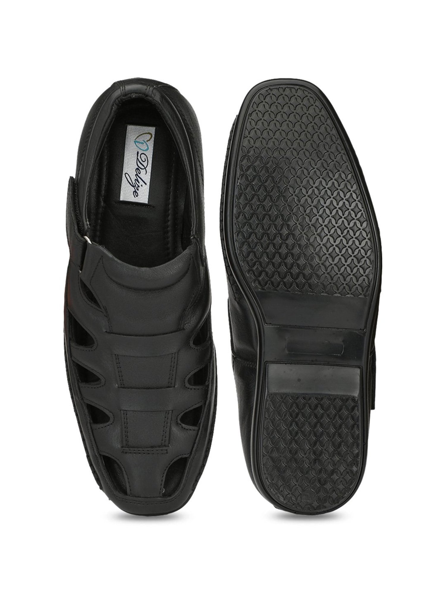 Delize Men's Black Fisherman Sandals