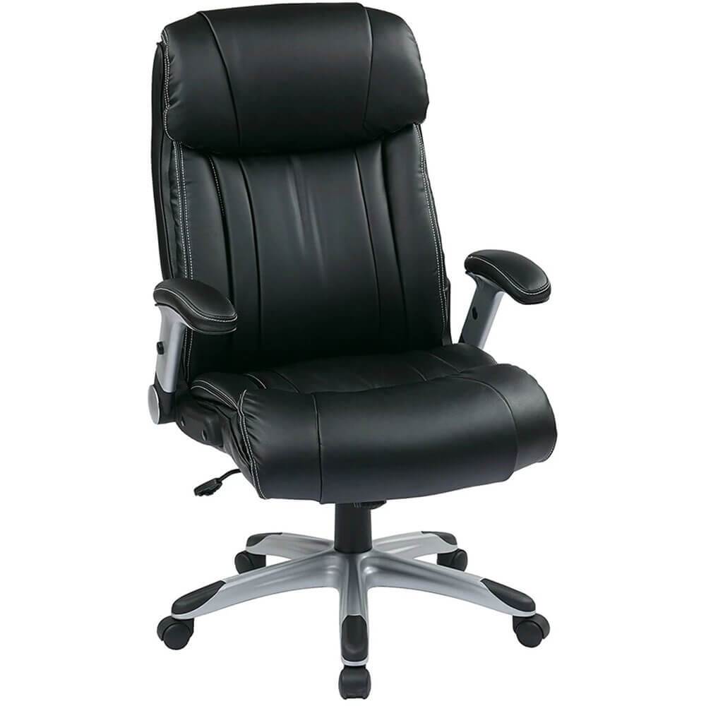 Office Star-Work Smart ECH38665A-EC3 Executive Eco Leather Chair in Silver-Black