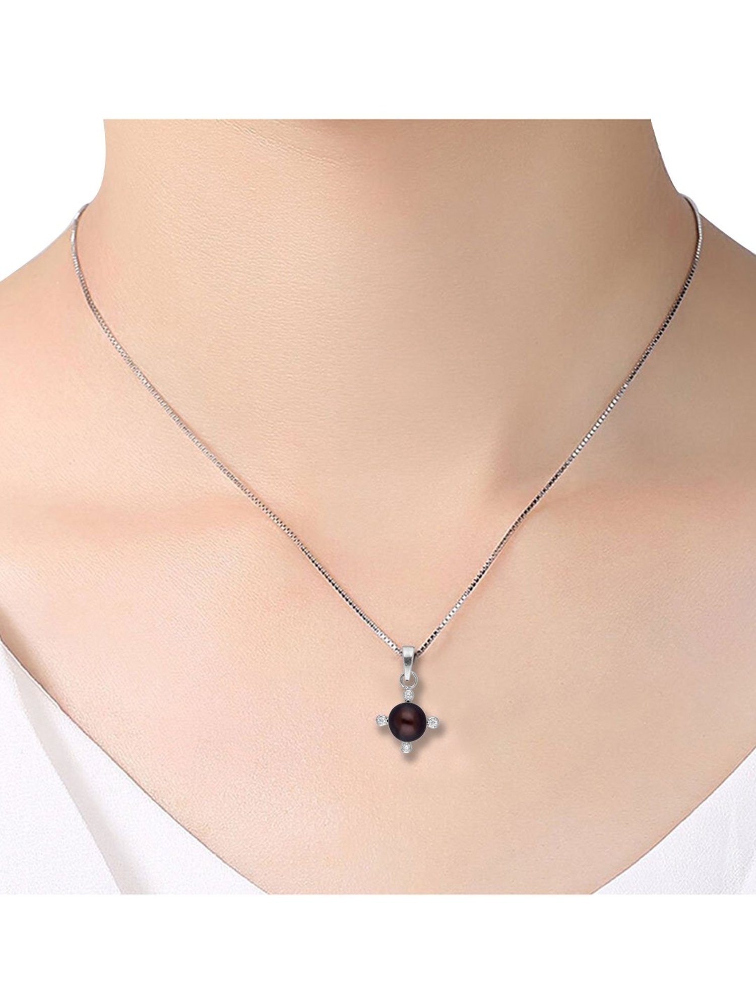 Sri Jagdamba Pearls Trisha 92.5 Sterling Silver Pendant without Chain