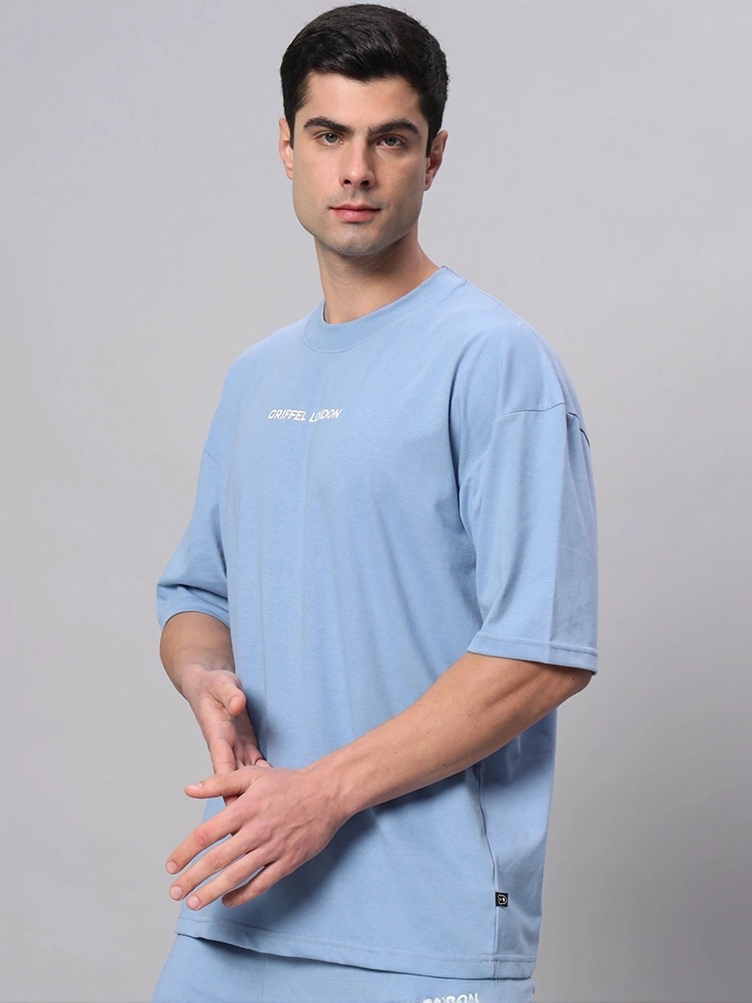 Griffel Aqua Cotton Loose Fit Printed T-Shirt