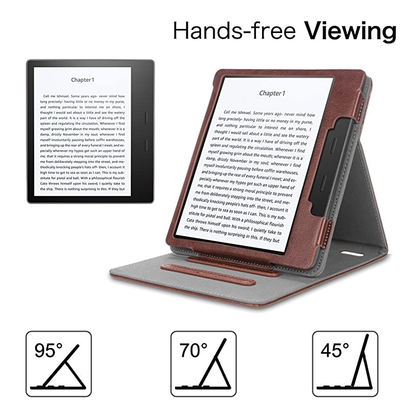 Flip Case for Kindle Oasis 10th and 9th Gen 2019 2017 Release Multi Angle Hands Free Viewing Stand Cover Auto Wake Sleep Function for 2017 Version Only Not for 2019 Version Brown