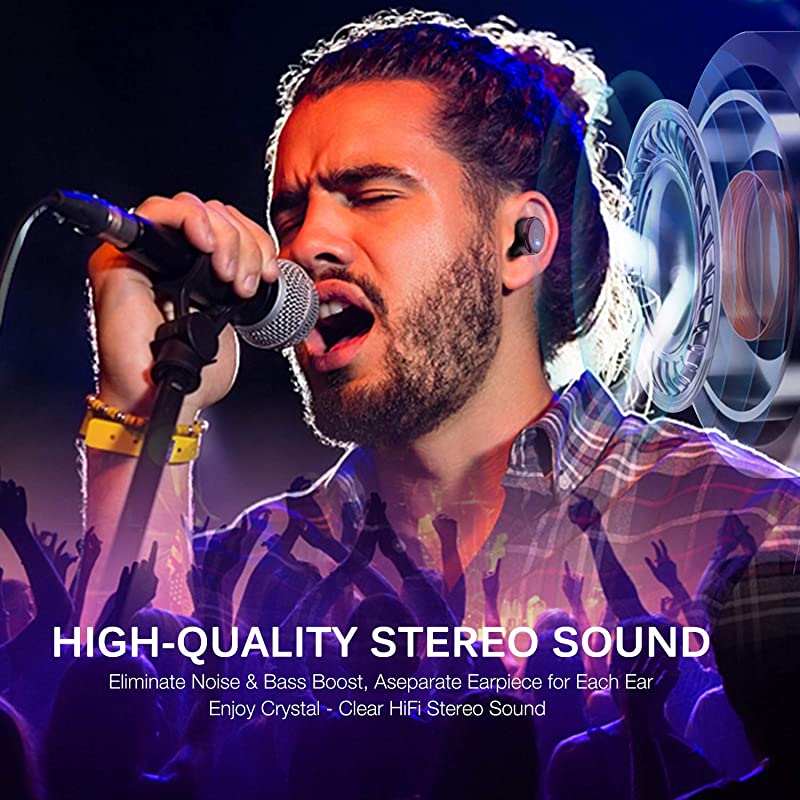 T10 Bluetooth 50 Wireless Earbuds with Wireless Charging Case IPX8 Waterproof TWS Stereo Headphones inEar Builtin Mic Headset Premium Sound with Deep Bass for Sport