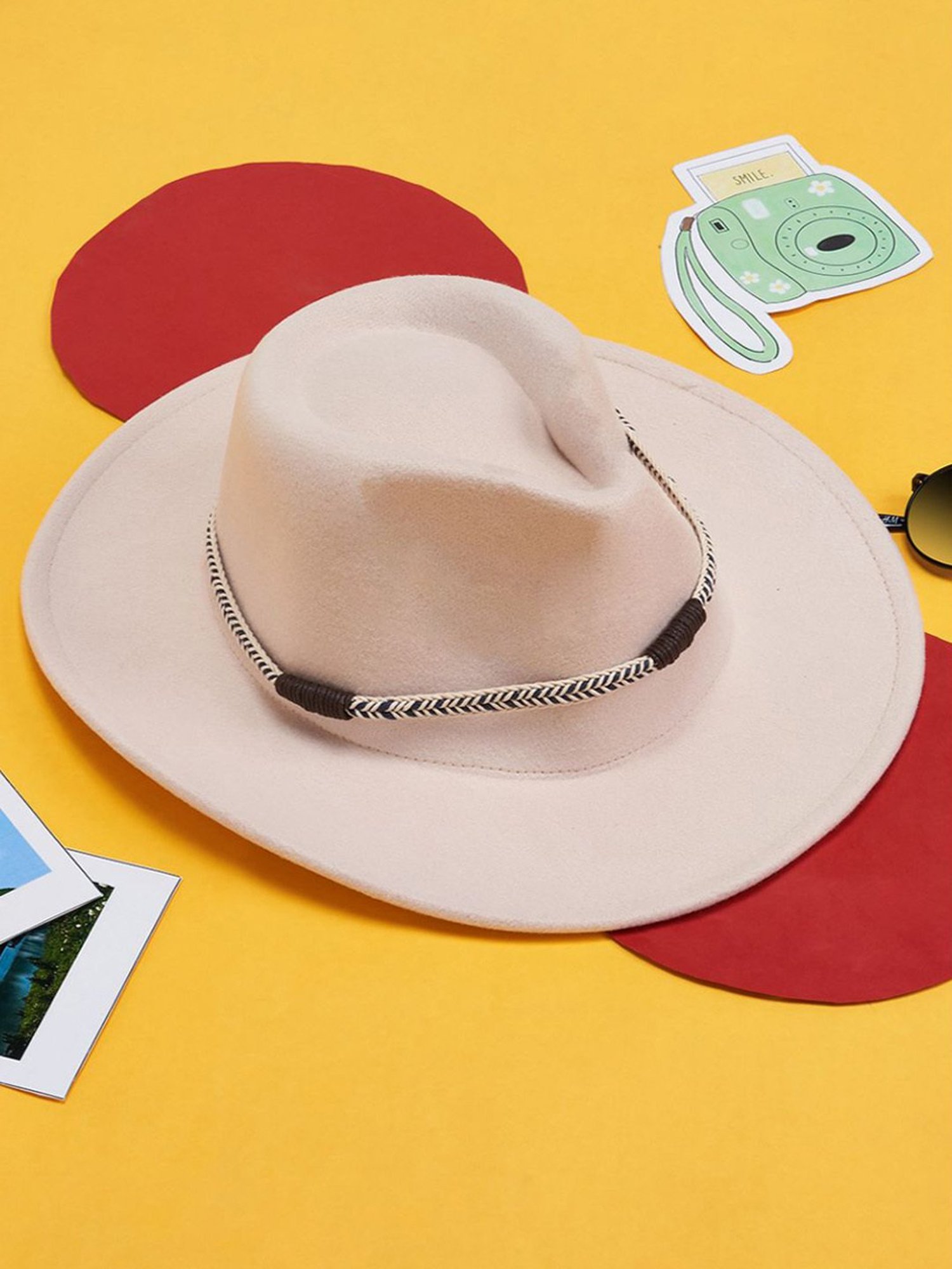 Forever Glam by Pantaloons Beige Solid Brick Hat