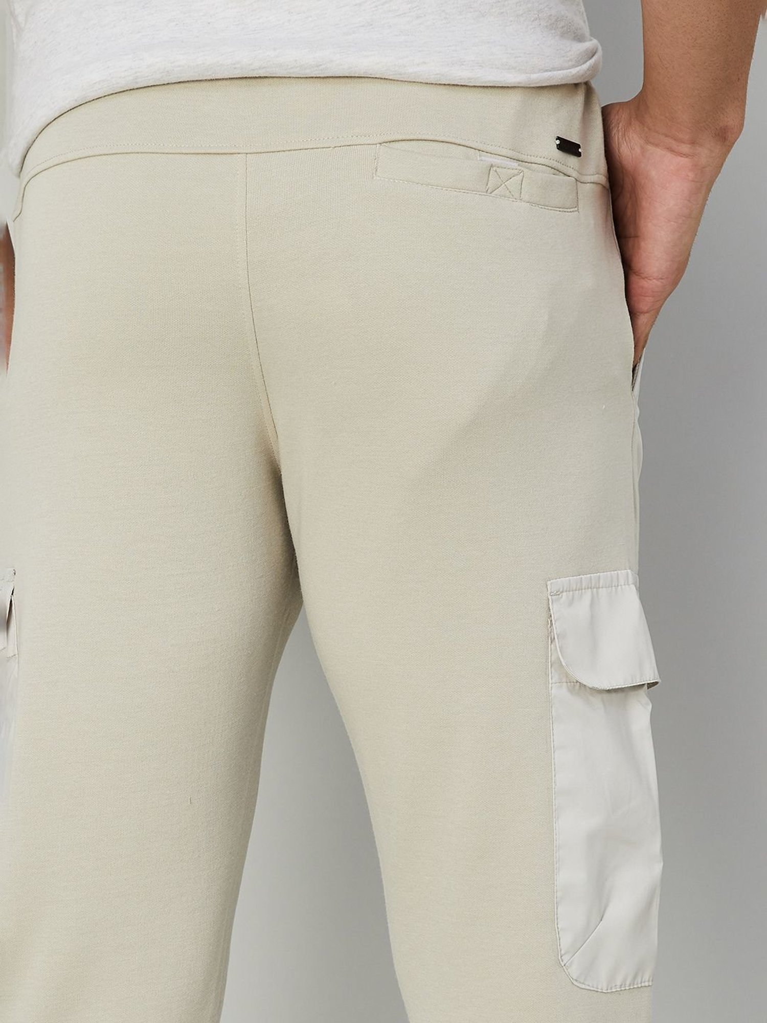 Bossini Beige Cotton Regular Fit Printed Joggers