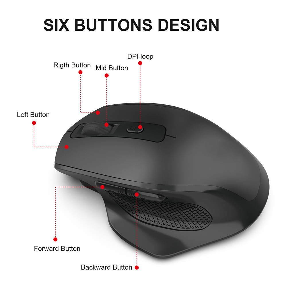 Rechargeable 2.4G Wireless Mouse 6 Buttons Gaming Mouse for Gamer Laptop Desktop USB Receiver Silent Click Mute Mause