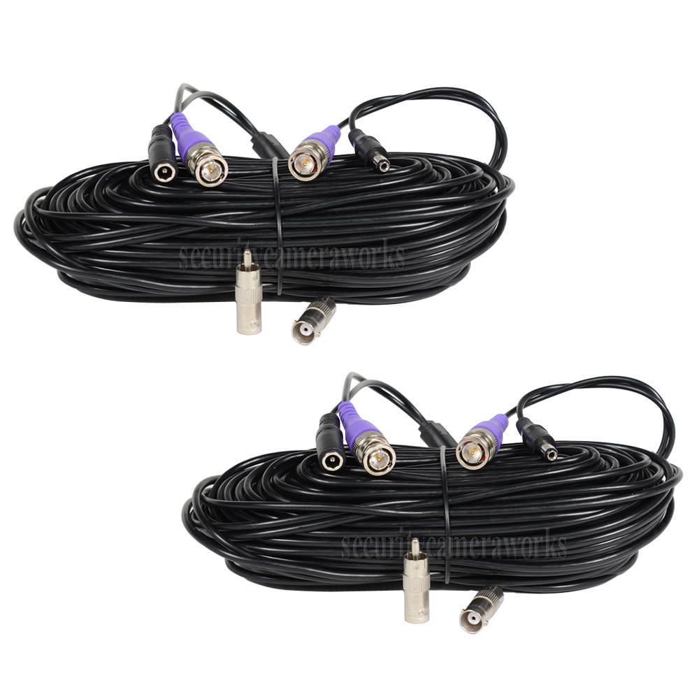 VideoSec HD Security Camera BNC Video Power Cable 2x 100ft Pre-made All-in-One Extension Wire Cord for CCTV DVR Surveillance System HD Security Camera 960P/720P, AHD, CVI, TVI and Analog Camera 1Q7