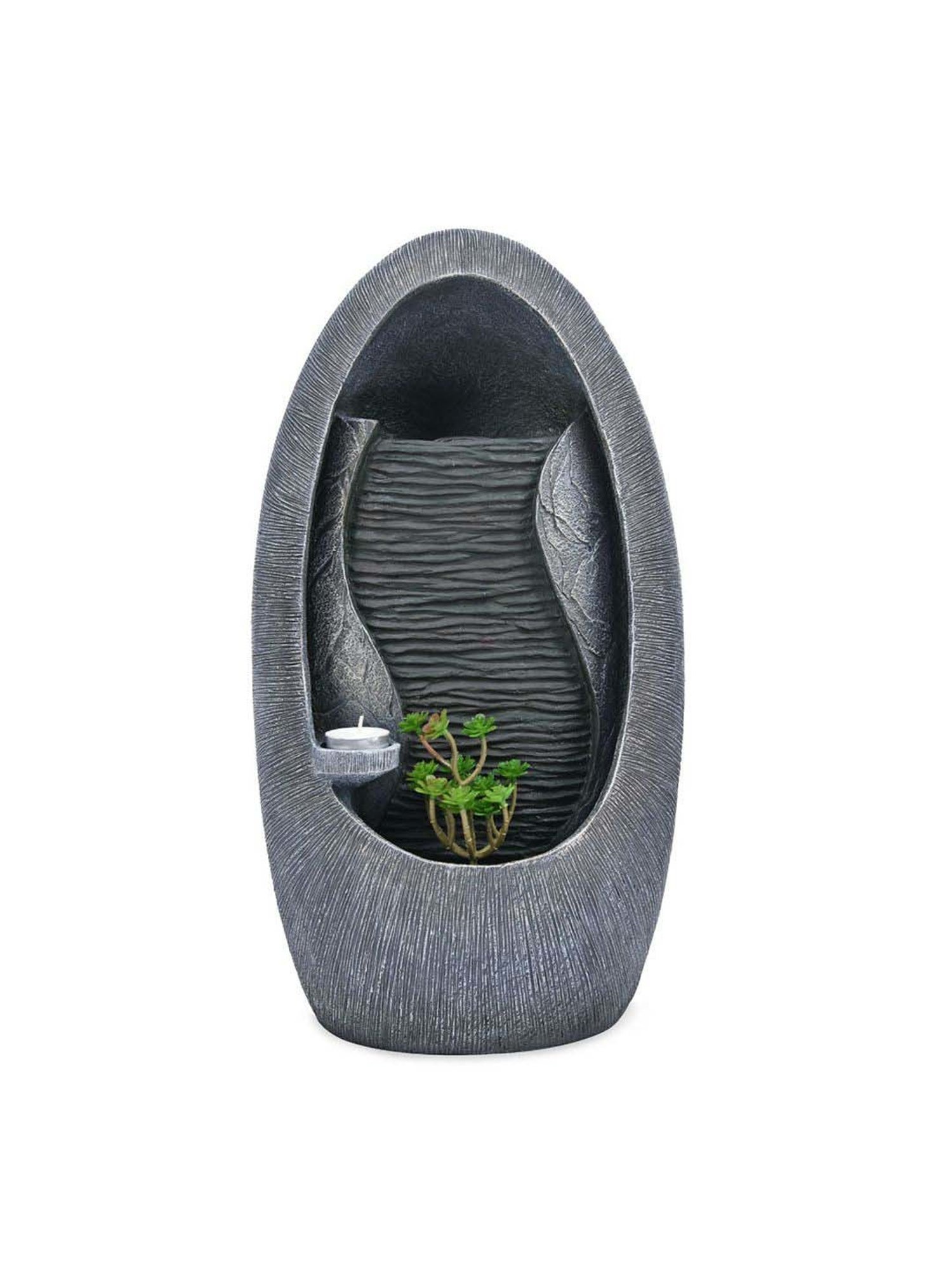 @home Grey Resin Decorative Water Fountain With Led Light