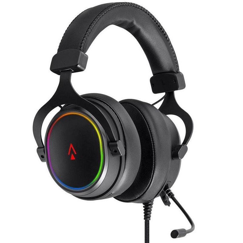Dark Matter by Monoprice Supernova USB Gaming Headset - 53mm, Virtual 7.1 Surround, Detachable ANC Mic, PU Leather/Aluminum, RGB, PC Only