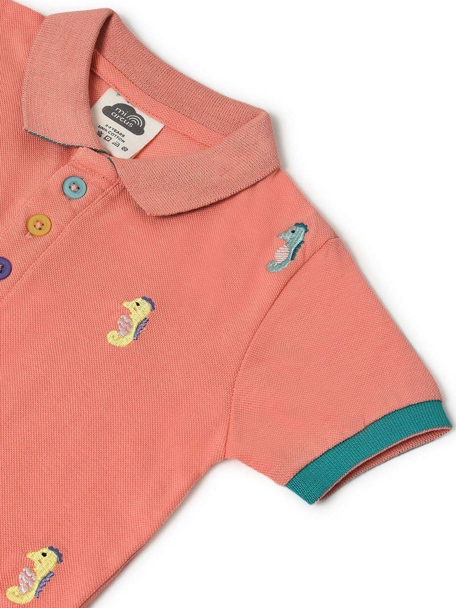 MiArcus Kids Peach Cotton Printed Polo T-Shirt