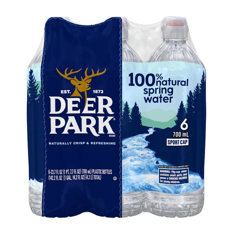 Deer Park Brand 100% Natural Spring Water - 6pk/23.7 fl oz Sport Cap Bottles