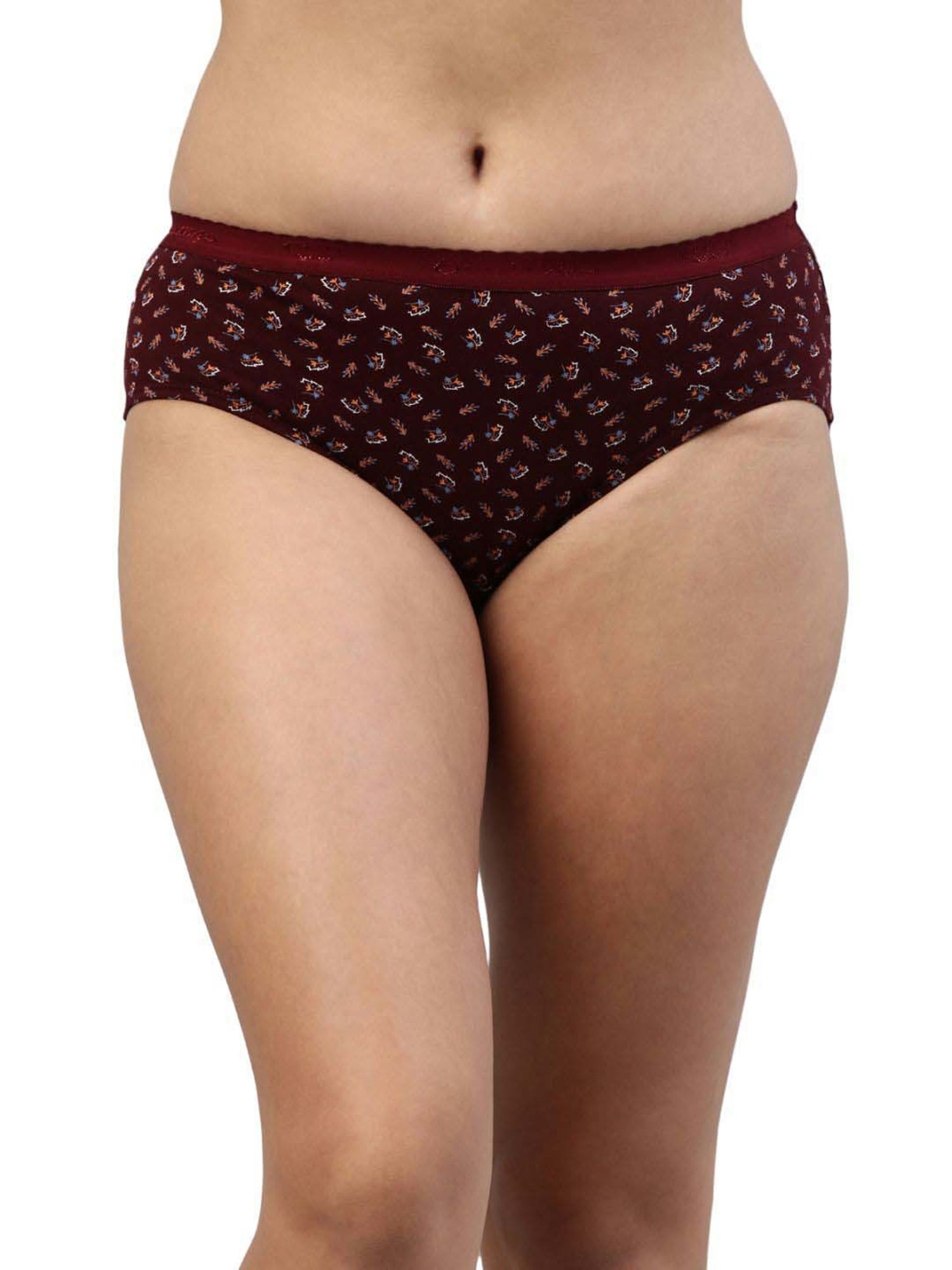 FEELINGS Brown & Pink Cotton Printed Hipster Panties - Pack of 6