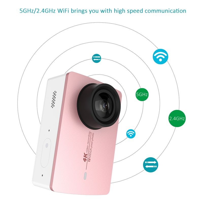 Yi 4K Action Camera 2.19" Touch Screen 1080P/120fps 720P/240fps Full HD 12MP Adopt for Ambarella A9SE75 5GHz WiFi Anti-shake Distortion Calibration 155&deg;Wide Angle Sports Cam DVR Camcorder