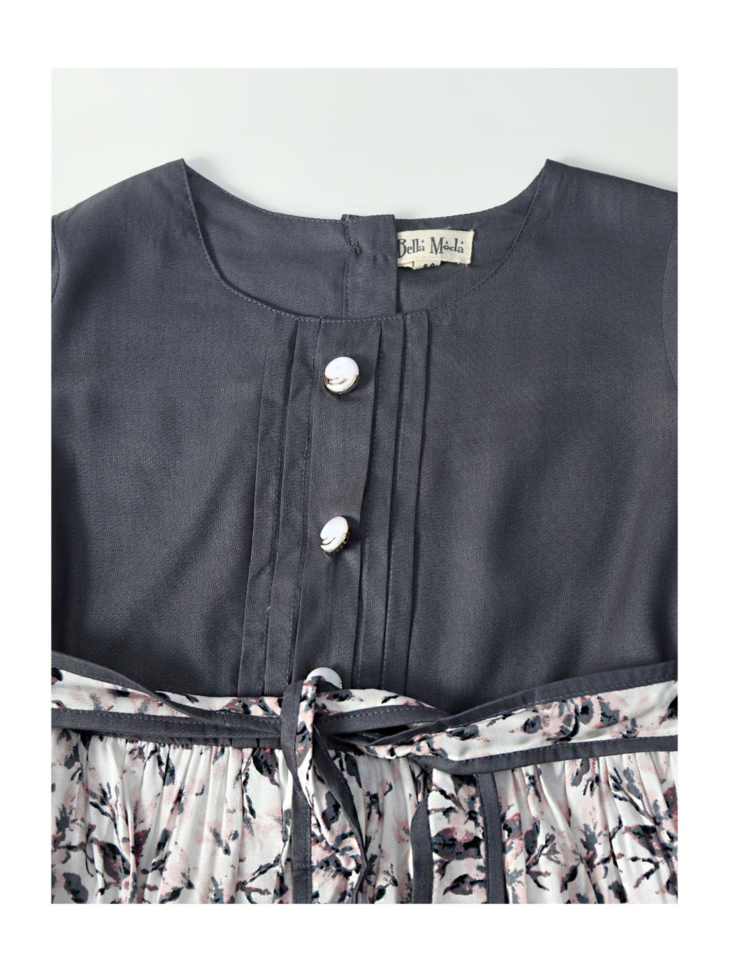 Bella Moda Kids Grey Printed Full Sleeves Fit & Flare Dress