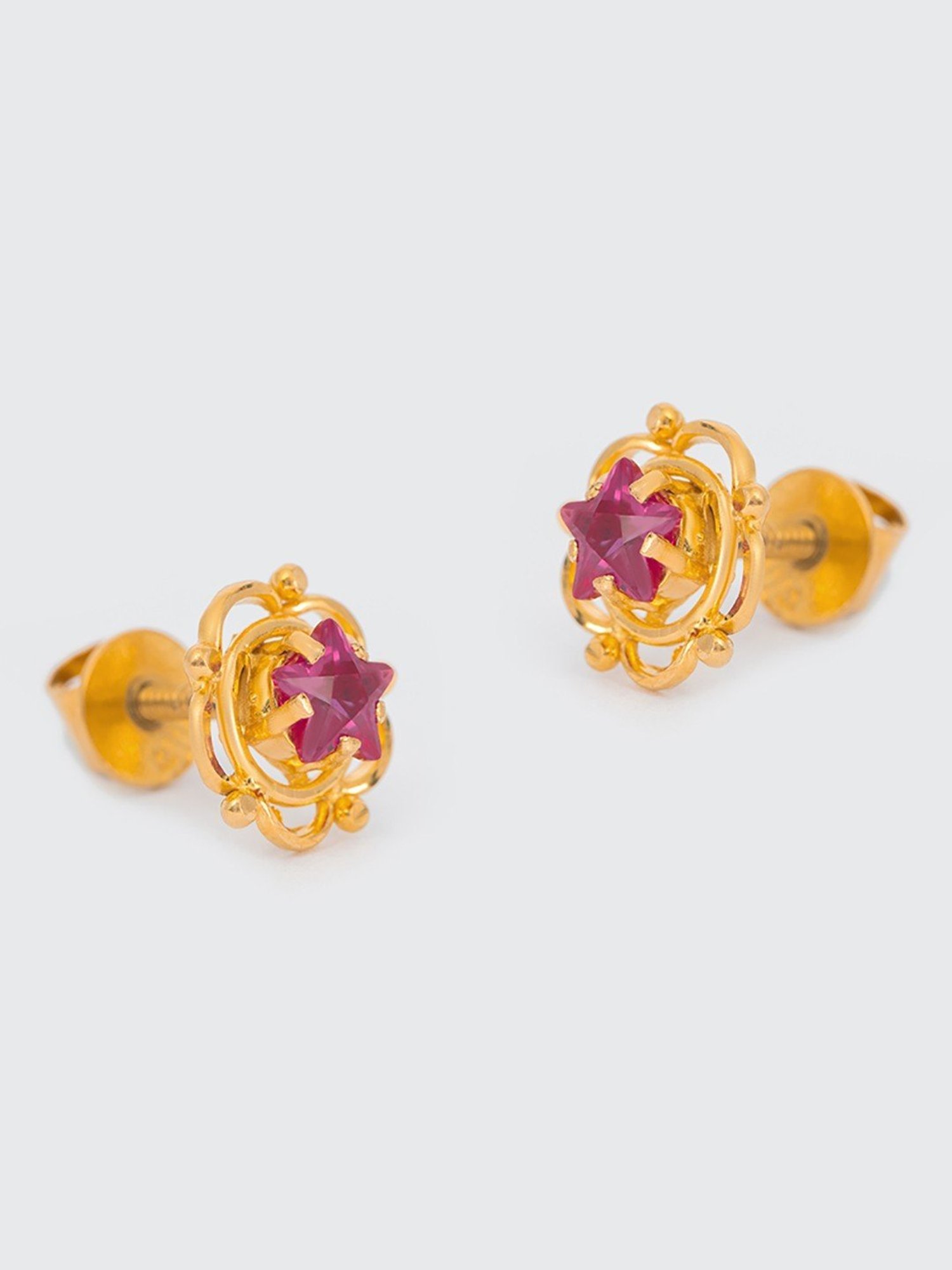 P.N.Gadgil Jewellers 22k Yellow Gold Astral Aura Stud Earrings