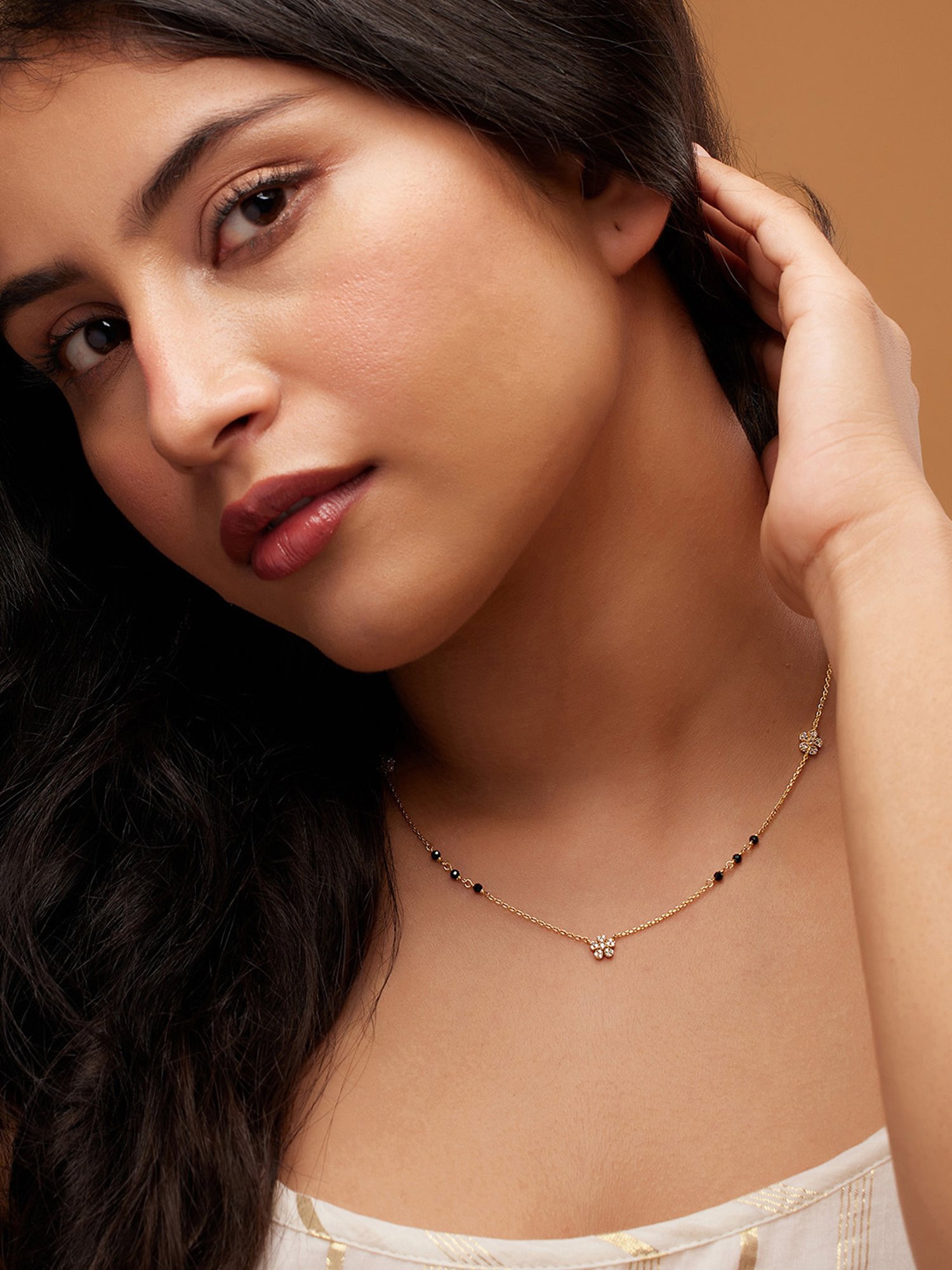 March by FableStreet 92.5 Sterling Silver Floral Mangalsutra for Women