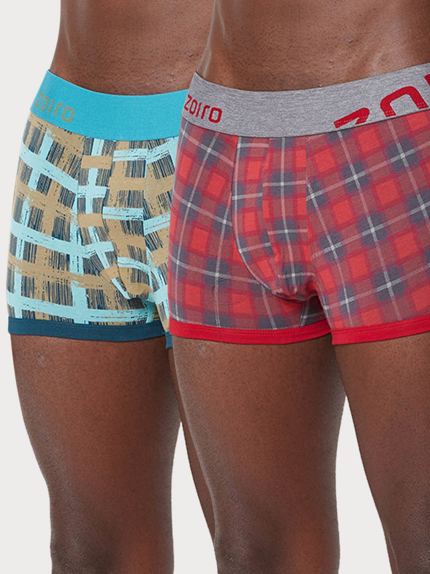 Zoiro Chinese Red & Atlantic Deep Regular Fit Printed Trunks - Pack Of 2