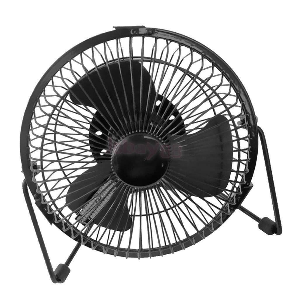 Metal Frame 1.5M USB Cable LED Fan 6" Portable Mini Cooling Fan Digital Clock Temperature Display for Office Home Desktop (Color : Black) USB Fan