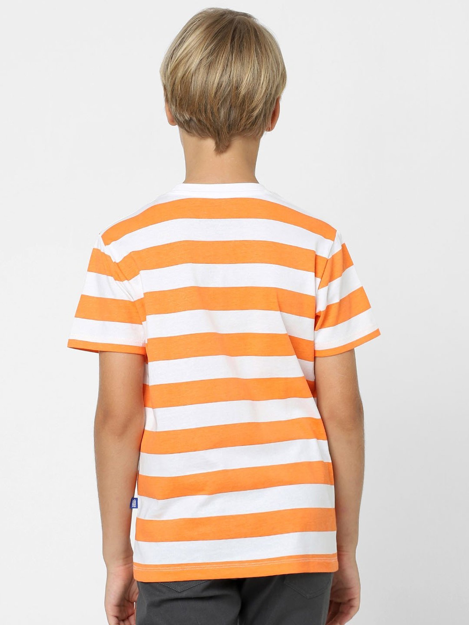 Jack & Jones Junior Orange & White Striped T-Shirt