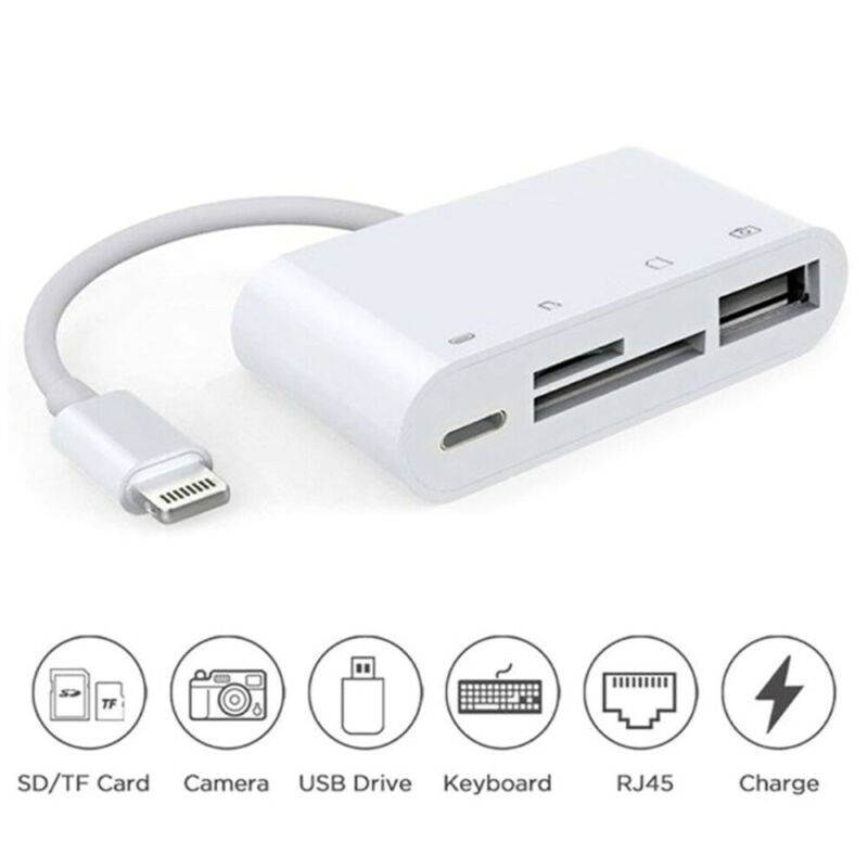 4 in 1 Lightning to TF SD Card Reader Camera USB OTG Adapter