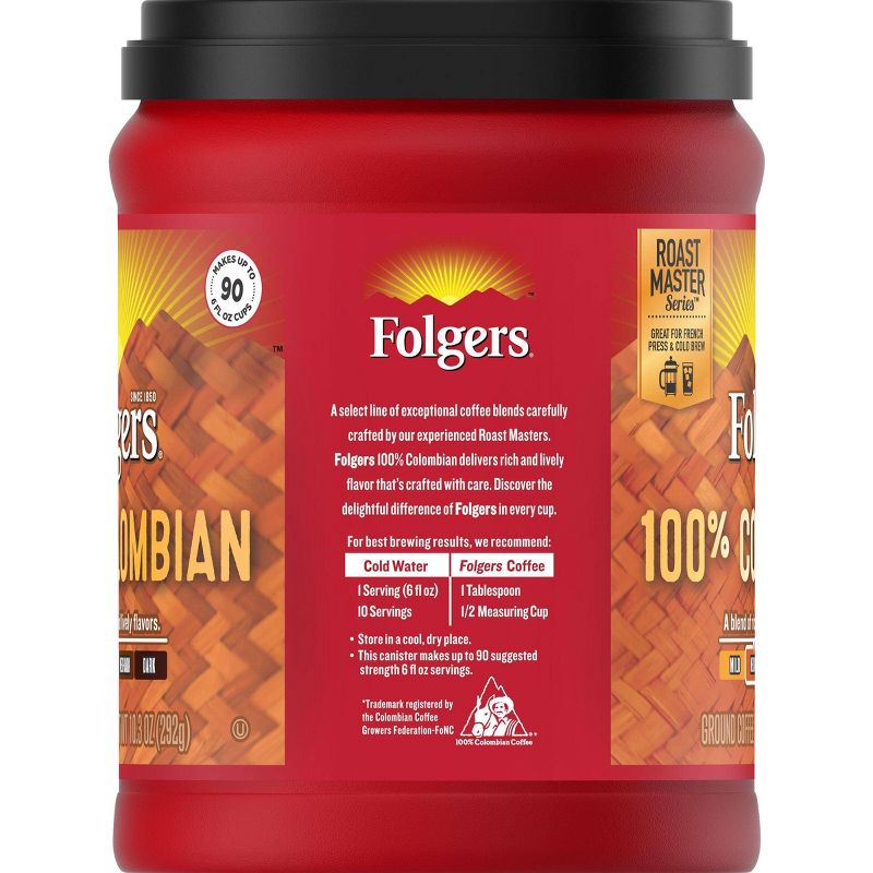 Folgers 100% Colombian Medium Dark Roast Ground Coffee - 10.3oz