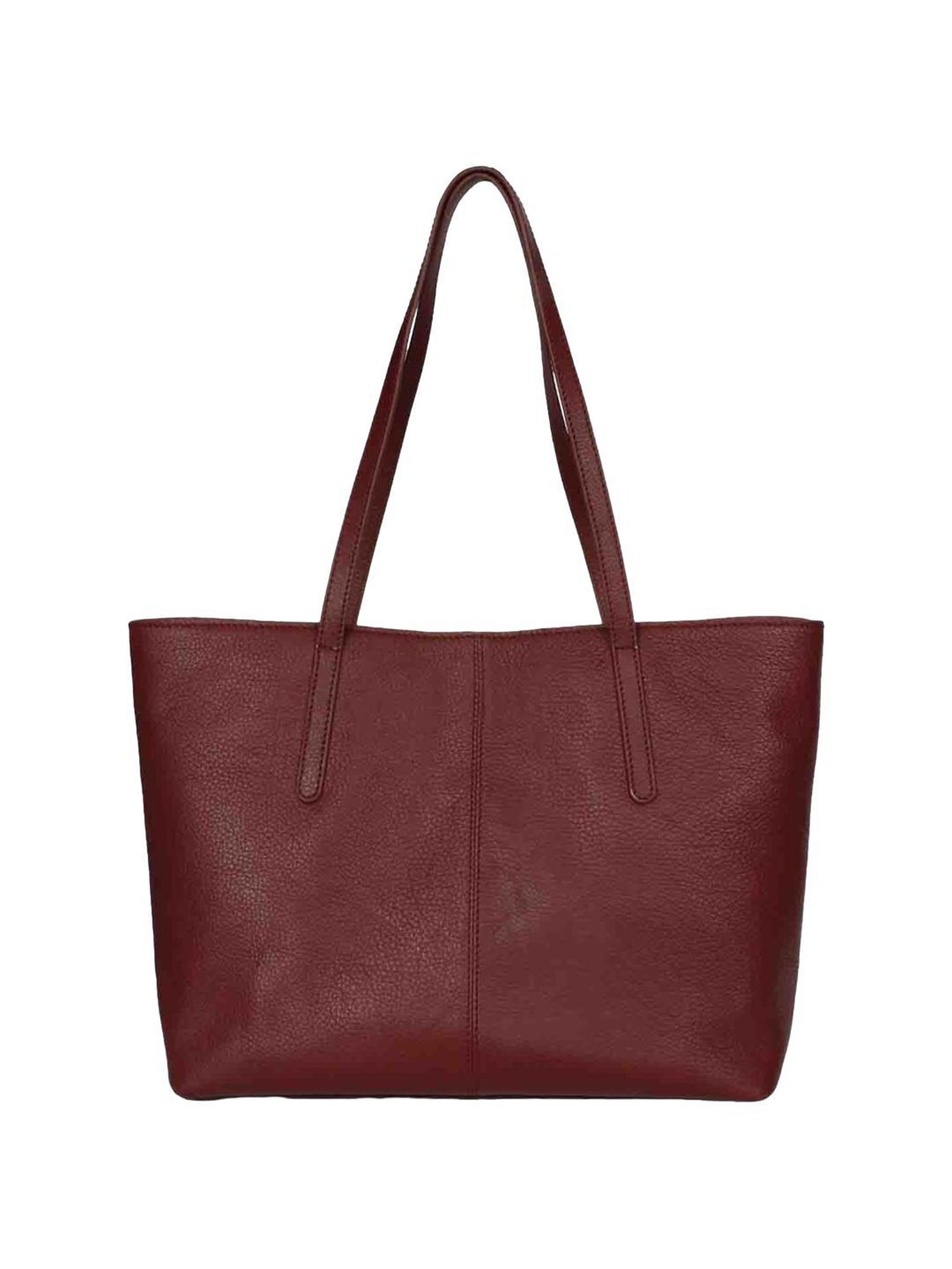Favore Red Solid Medium Tote Handbag