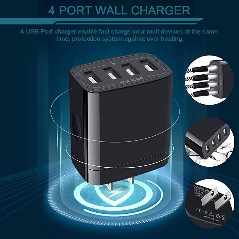 Wall Charger USB Charger Adapter  48A 4Multi Port Fast Charging Station Power Base Block Plug Cube Brick for Phone 11Pro MaxXRXS MAX87 Plus Samsung A10eNote 10+S10 Kindle Fire USB Plug
