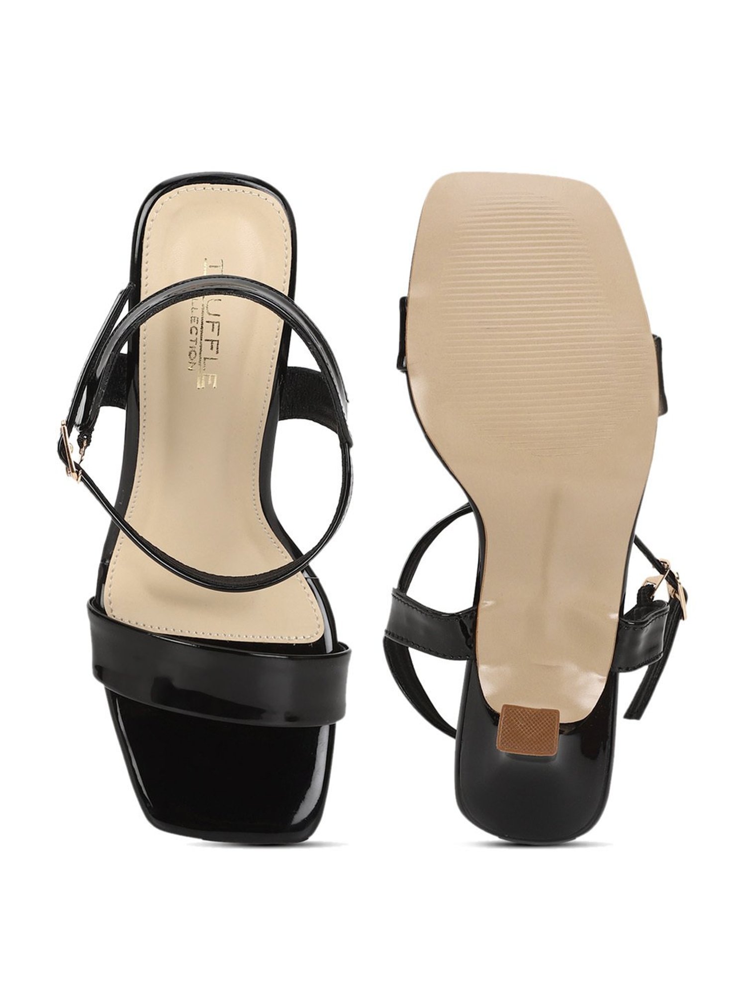 Truffle Collection Women's Black Ankle Strap Stilettos