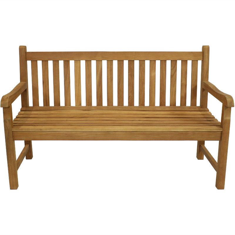 Wood Outdoor Bench in Natural Brown-Pemberly Row