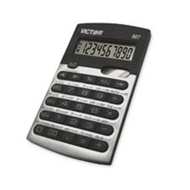 Victor Technology VCT907 Calculator, 10-Digit, 2.63 in. x 4.5 in. x .38 in., Black-Silver