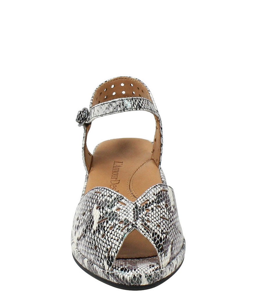 L'Amour Des Pieds Brenn Perforated Snake Print Leather Sandals