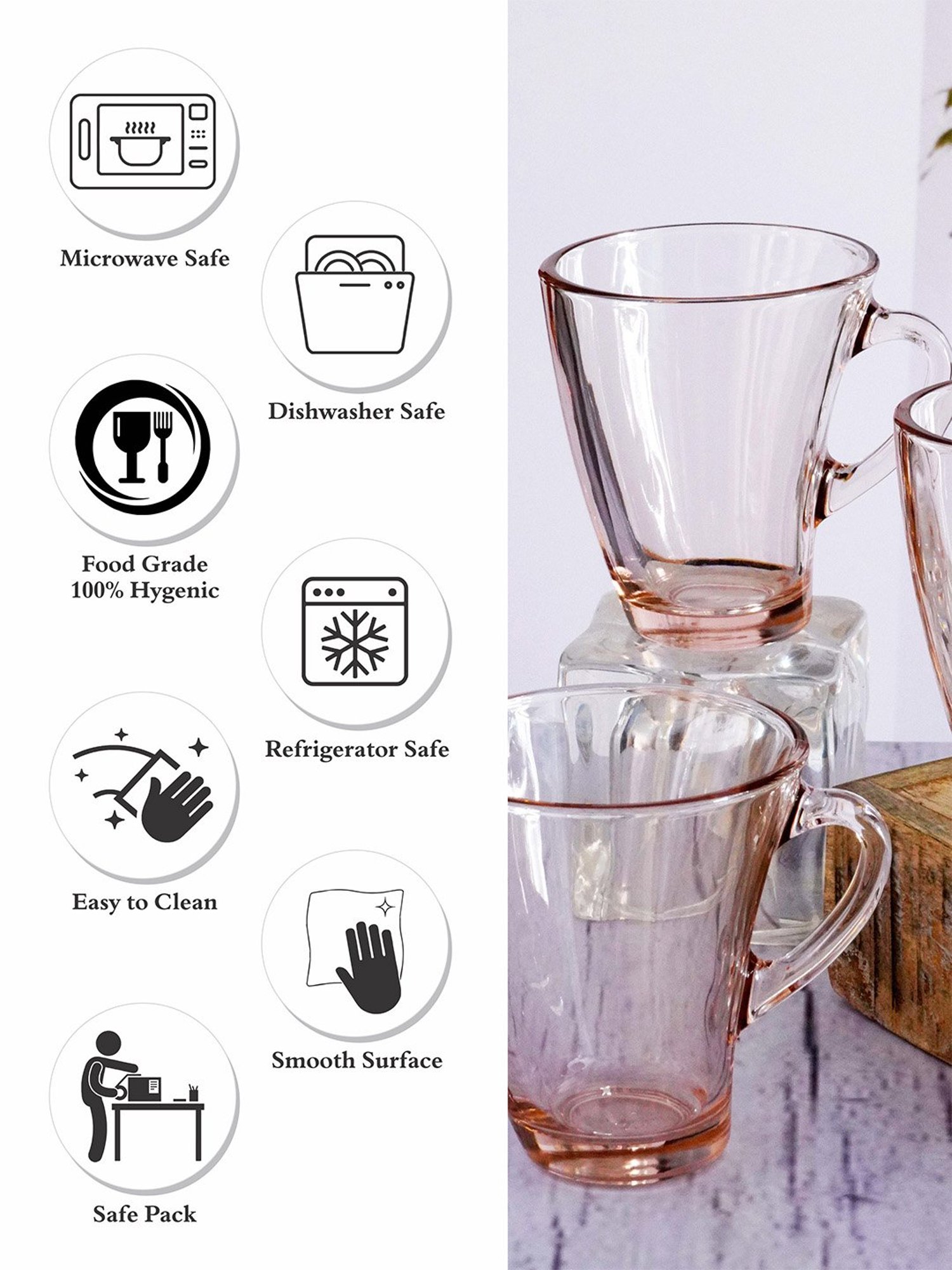 Pasabahce Transparent Glass Penguen Small Coffee Mugs - Set of 6 (170ml)