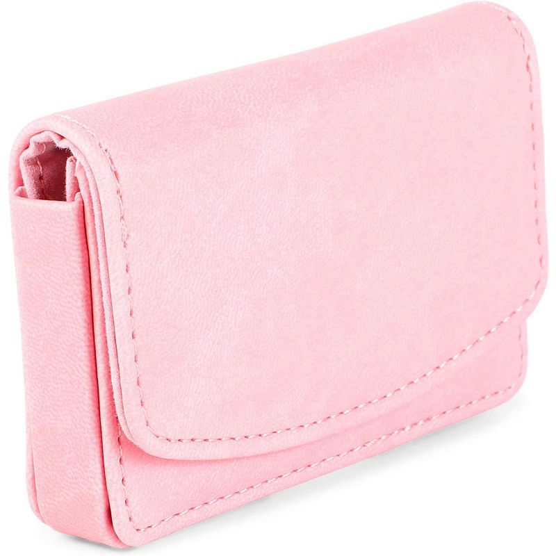 Okuna Outpost 2-Pack Pink Leather RFID blocking Wallet Magnetic Business Card Holder for Women