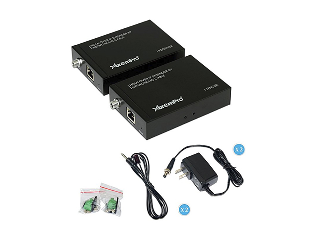 XtremPro 61023 HDMI Extender Receiver and Transmitter Over TCP/IP Extender Single Cat5e/6 Cable By Networking Cable, Full 1080P Up To 394Ft (120 Meters) - Black