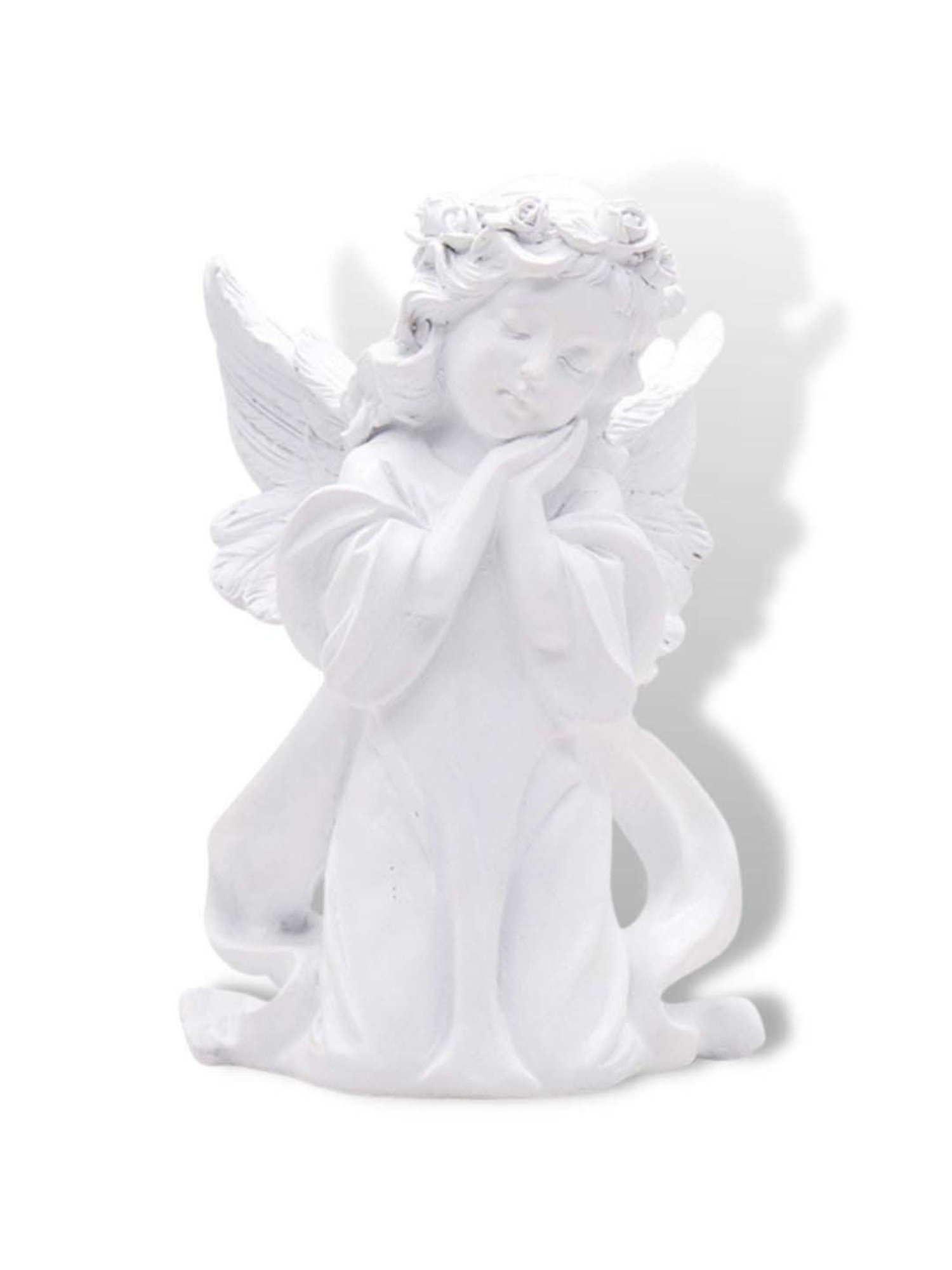 Nestasia Artisanal White Praying Angel Resin Showpiece with Wings for Home Decoration (8 Inch)