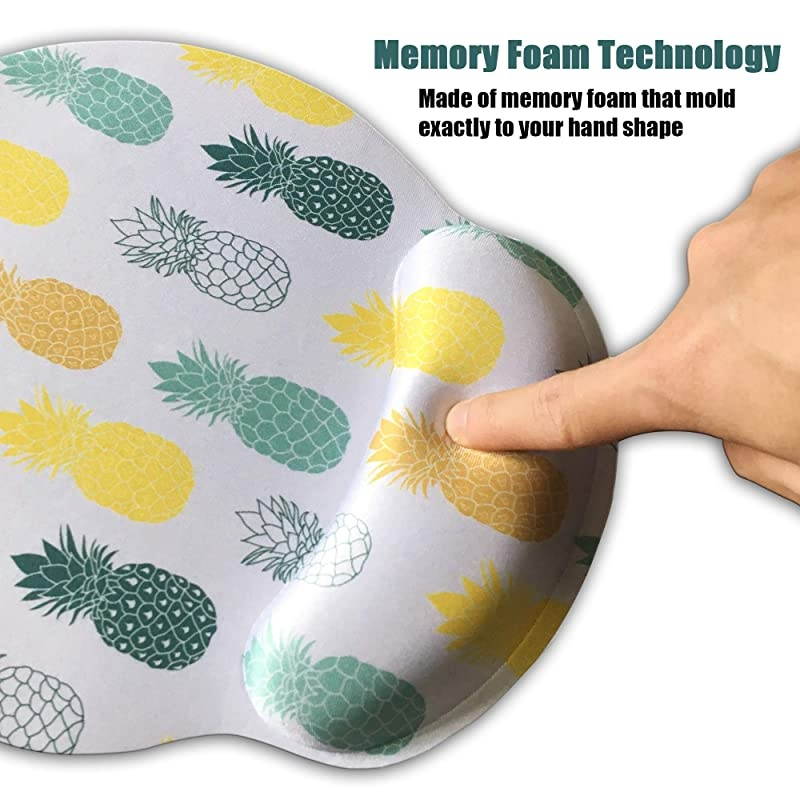 Ergonomic Mouse Pad with Wrist Support Cute Wrist Pad with NonSlip Rubber Base for Computer Laptop Home Office Gaming Working Easy Typing amp Pain Relief Pineapple