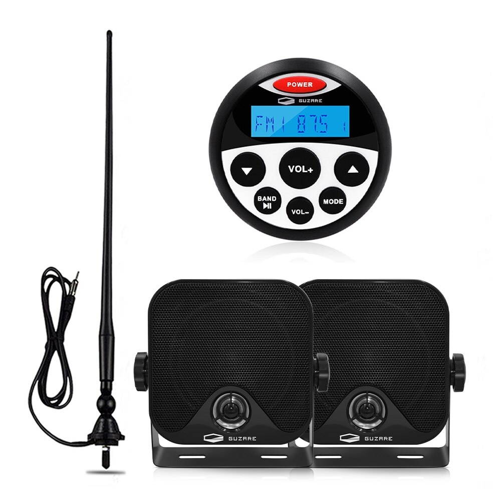 Waterproof Marine Radio Audio Stereo Bluetooth Receiver MP3 Player+4" Marine Speaker+FM AM Antenna For ATV Pool Yacht Motorcycle