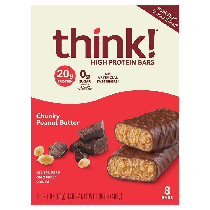 think! High Protein Chunky Peanut Butter Bars - 8ct