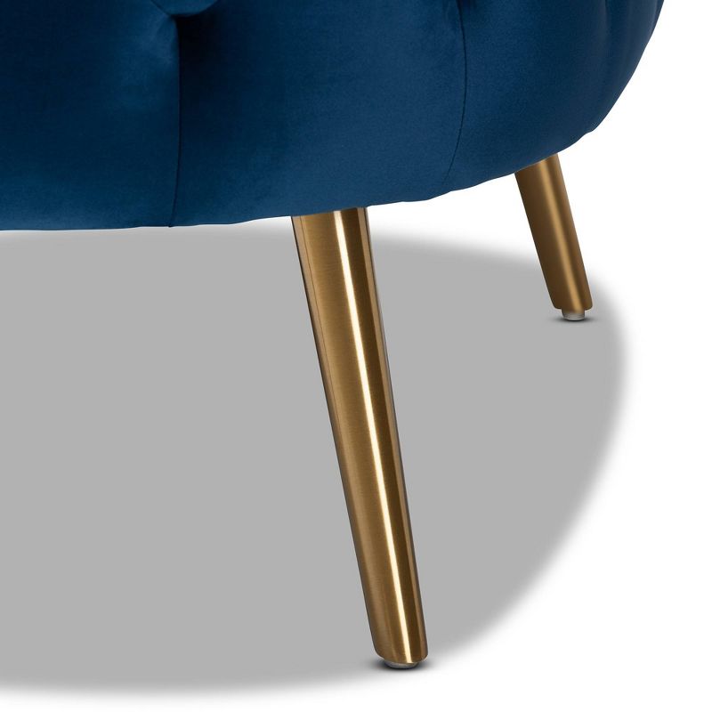 Melissa Velvet Fabric Upholstered Living Room Accent Chair Royal Blue/Gold - Baxton Studio