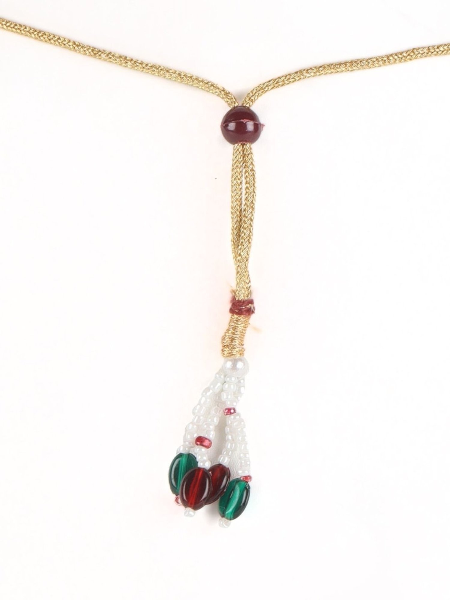 Aatmana Red & Cream Kundan Pearls Gold-Plated Necklace Set with MaangTikka for Women