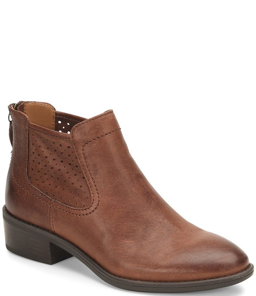 Comfortiva Cadwin Perforated Leather Block Heel Chelsea Booties