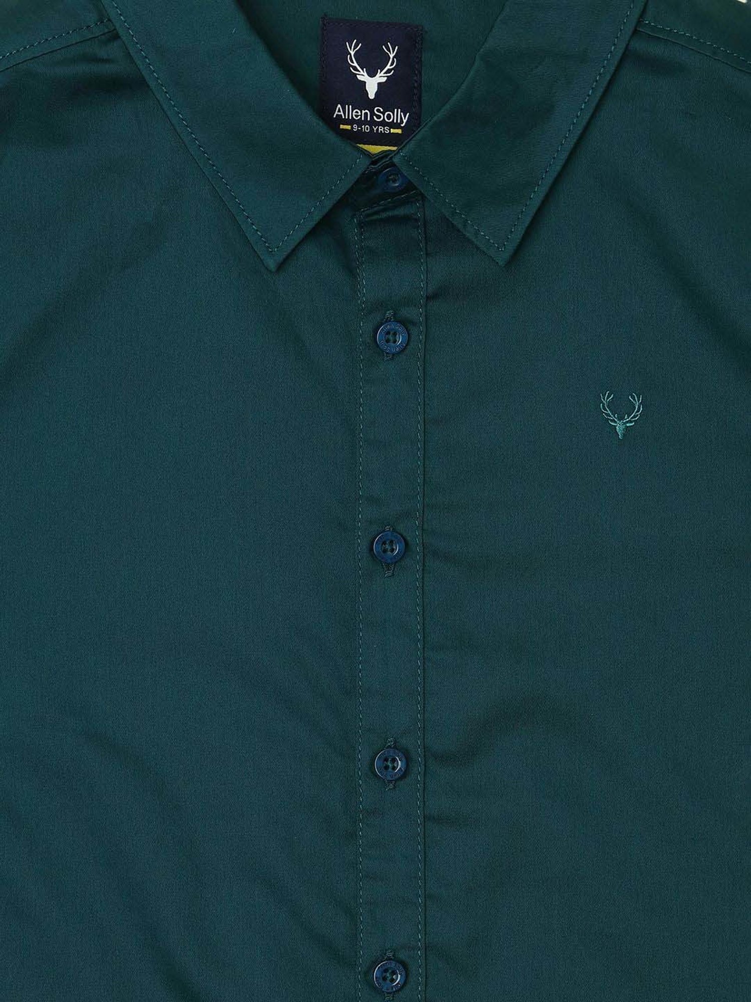 Allen Solly Kids Green Cotton Slim Fit Full Sleeves Shirt