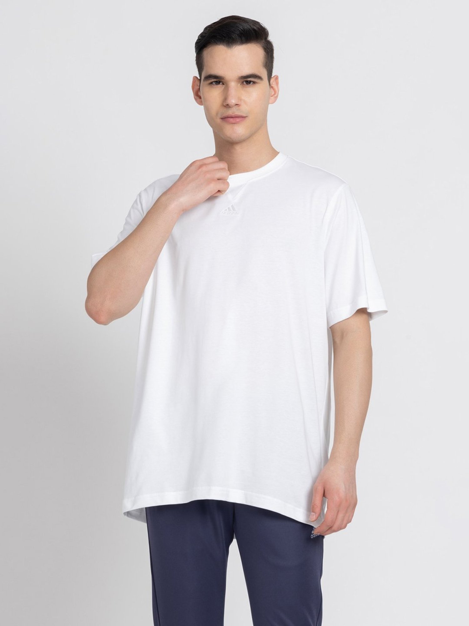 adidas ALL SZN White Loose Fit Cotton Crew T-Shirt