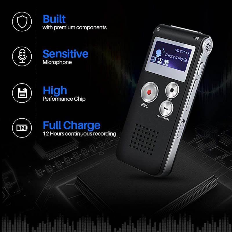 Voice Recorder  R01 Digital Voice Activated Recorder Sound Audio Dictaphone Double Sensitive Microphone Metal Body AB Repeat Mini Lecture Recorder