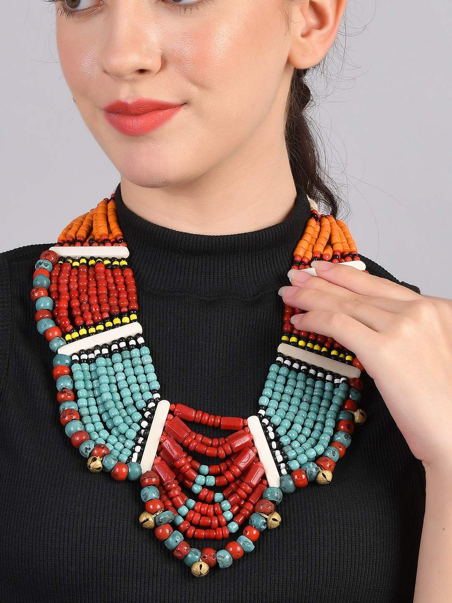 Imli Street Multicolor Vintage Naga Beaded Tribal Necklace
