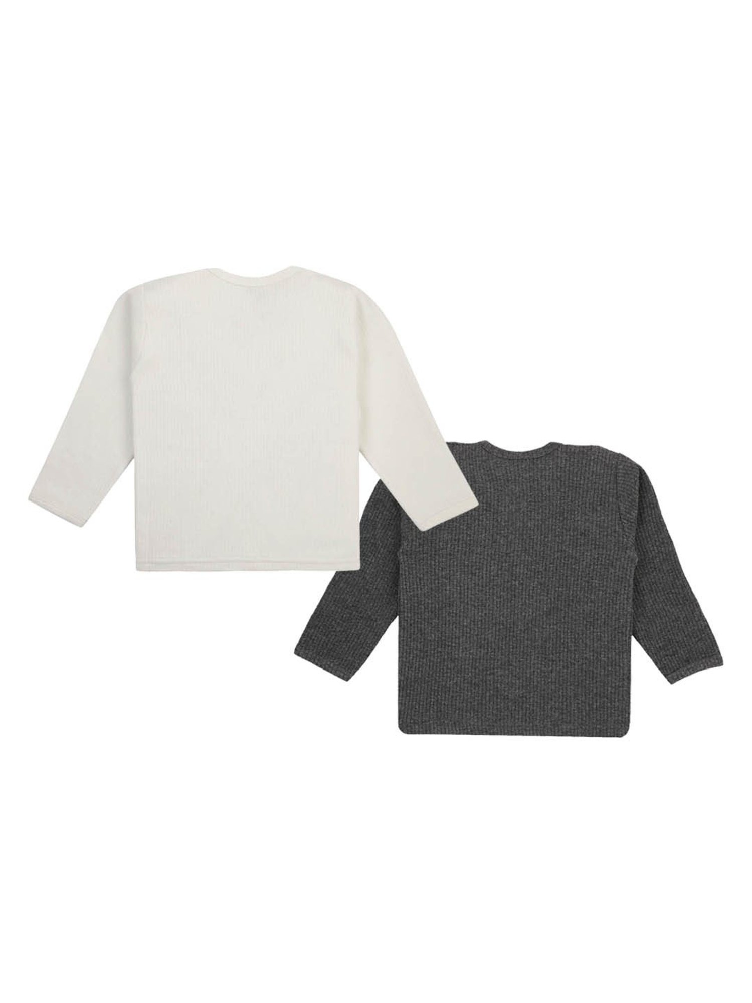 Bodycare Kids White Printed Full Sleeves Thermal Top (Pack Of 2)
